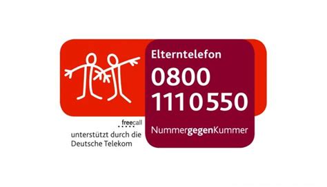 Elterntelefon – 0800 11 10 55 0 von montags bis freitags zwischen 9.00 und 11.00 Uhr sowie zusätzlich dienstags und donnerstags von 17.00 bis 19.00 Uhr